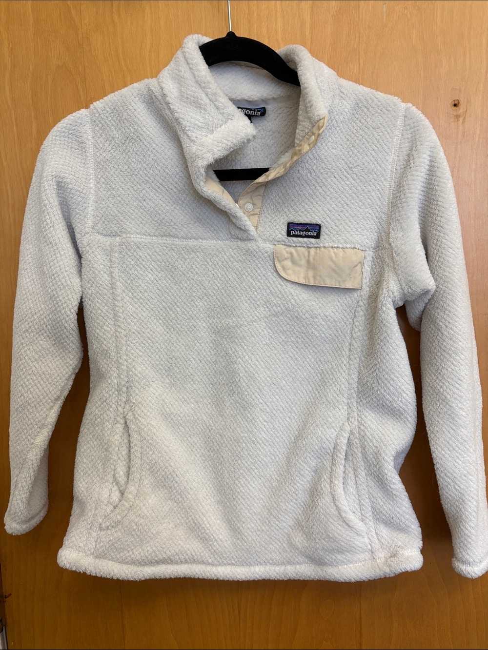 Kids Patagonia Cream/Beige Fleece Snap Pullover